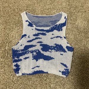 Brand Unknown, Size Small, Blue And White Cropped Tank Top